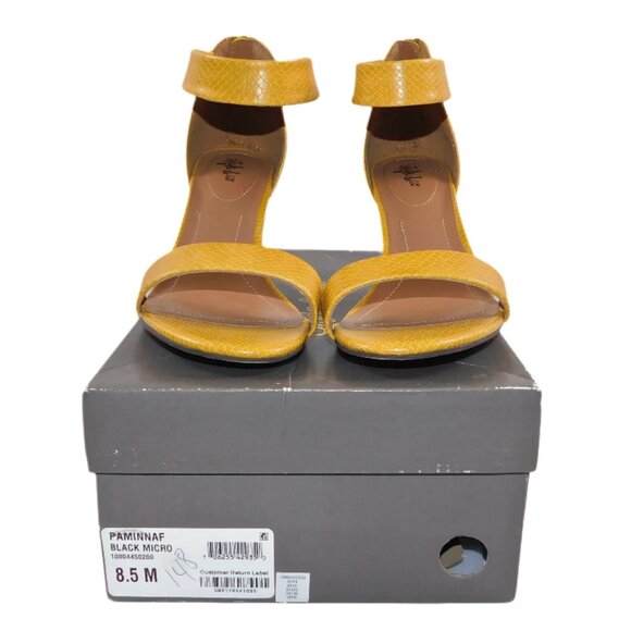 Style & Co Mustard Yellow Ankle Strap Heels Size 8.5M Snakeskin Textured - Picture 2 of 10